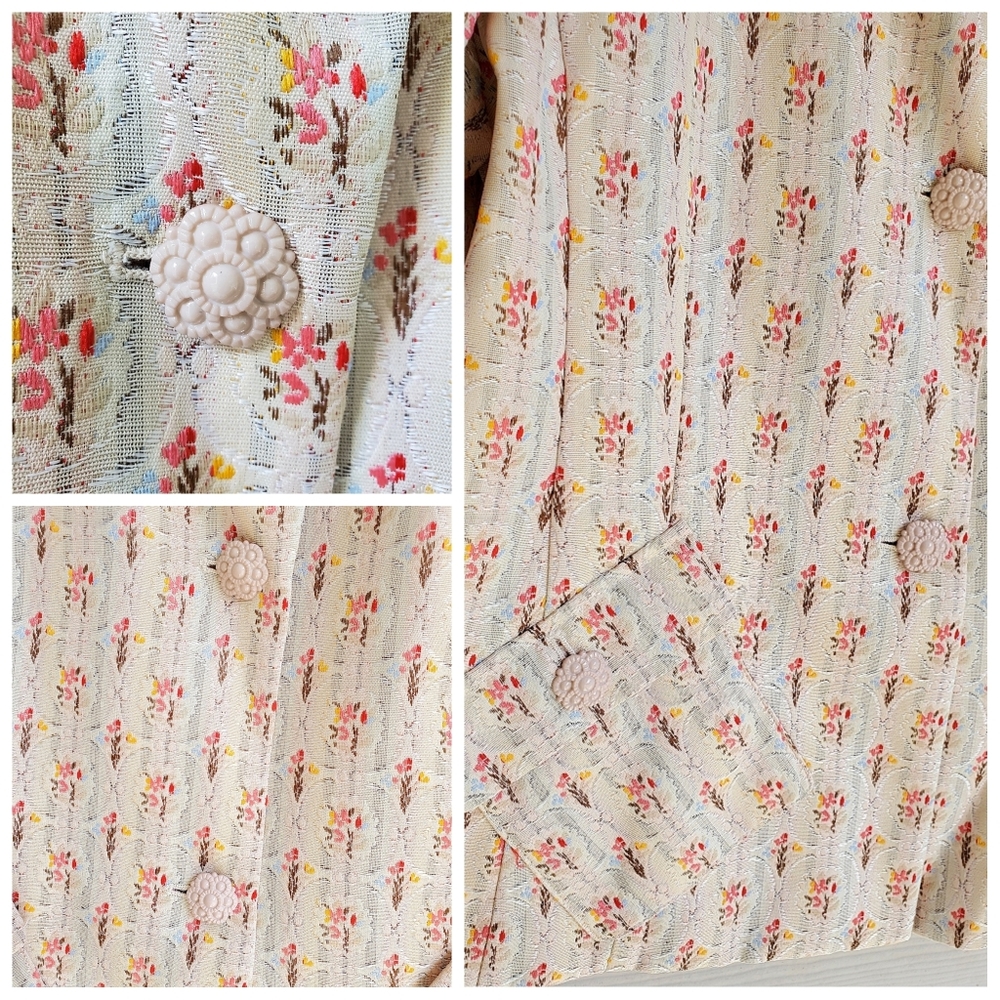 Sag Harbor Vintage-style Ditsy Floral Cottagecore Granny Chic Brocade Blazer - Picture 7 of 16